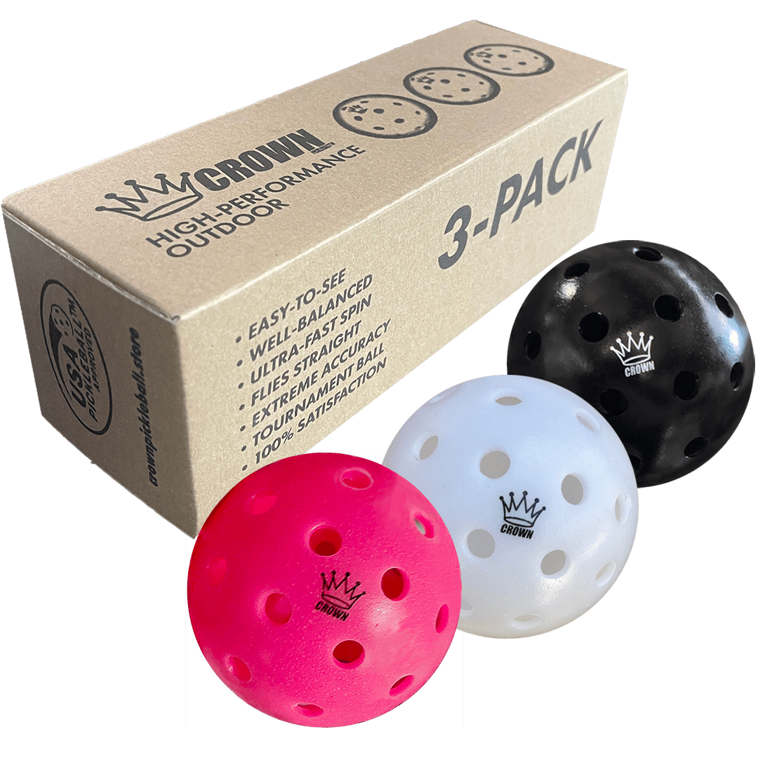 CROWN PICKLEBALL - High-Performance NEAPOLITAN OUTDOOR Pickleballs (3-PACK PINK, COCONUT, BLACKBERRY)